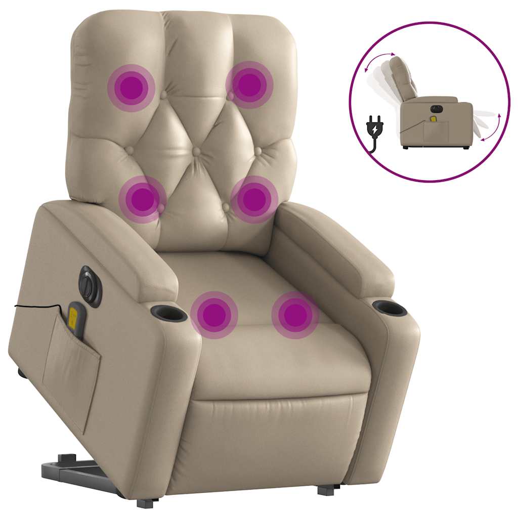 Sta-op-massagestoel elektrisch kunstleer cappuccinokleurig is nu te koop bij PeponiXL, paradijselijk wonen!