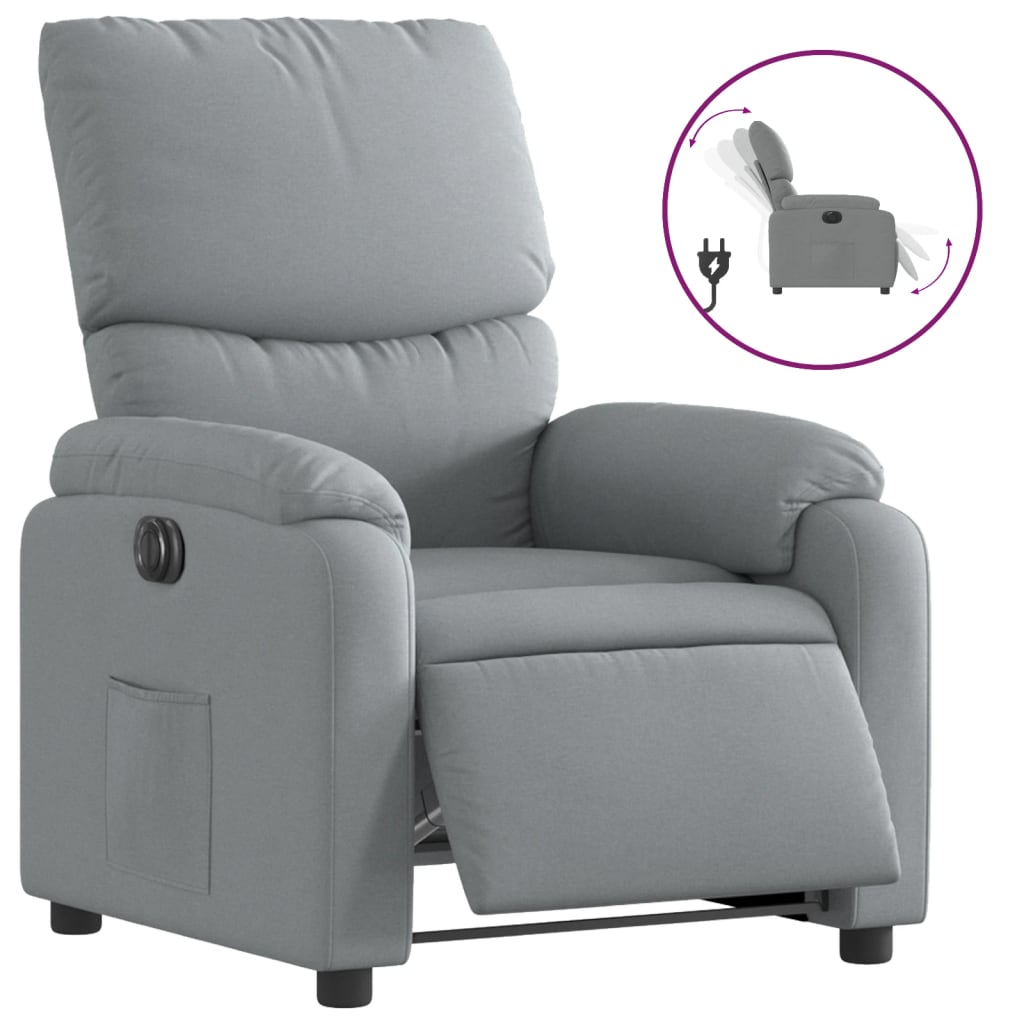 Fauteuil elektrisch verstelbaar stof lichtgrijs is nu te koop bij PeponiXL, paradijselijk wonen!