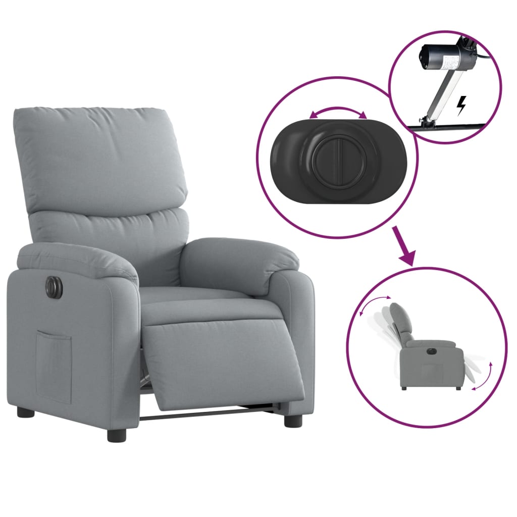 Fauteuil elektrisch verstelbaar stof lichtgrijs is nu te koop bij PeponiXL, paradijselijk wonen!