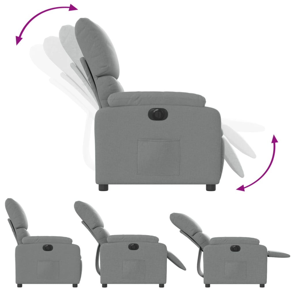 Fauteuil elektrisch verstelbaar stof lichtgrijs is nu te koop bij PeponiXL, paradijselijk wonen!