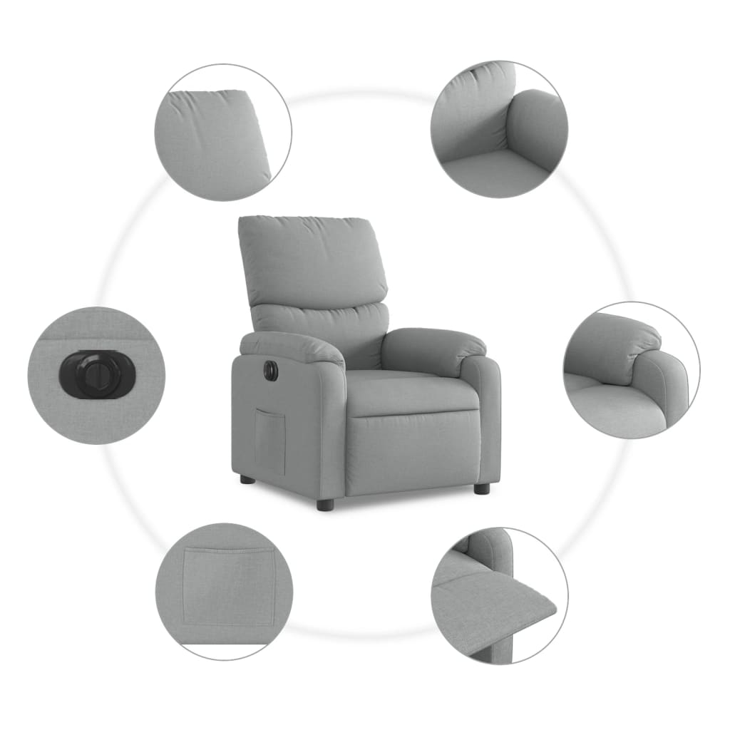 Fauteuil elektrisch verstelbaar stof lichtgrijs is nu te koop bij PeponiXL, paradijselijk wonen!