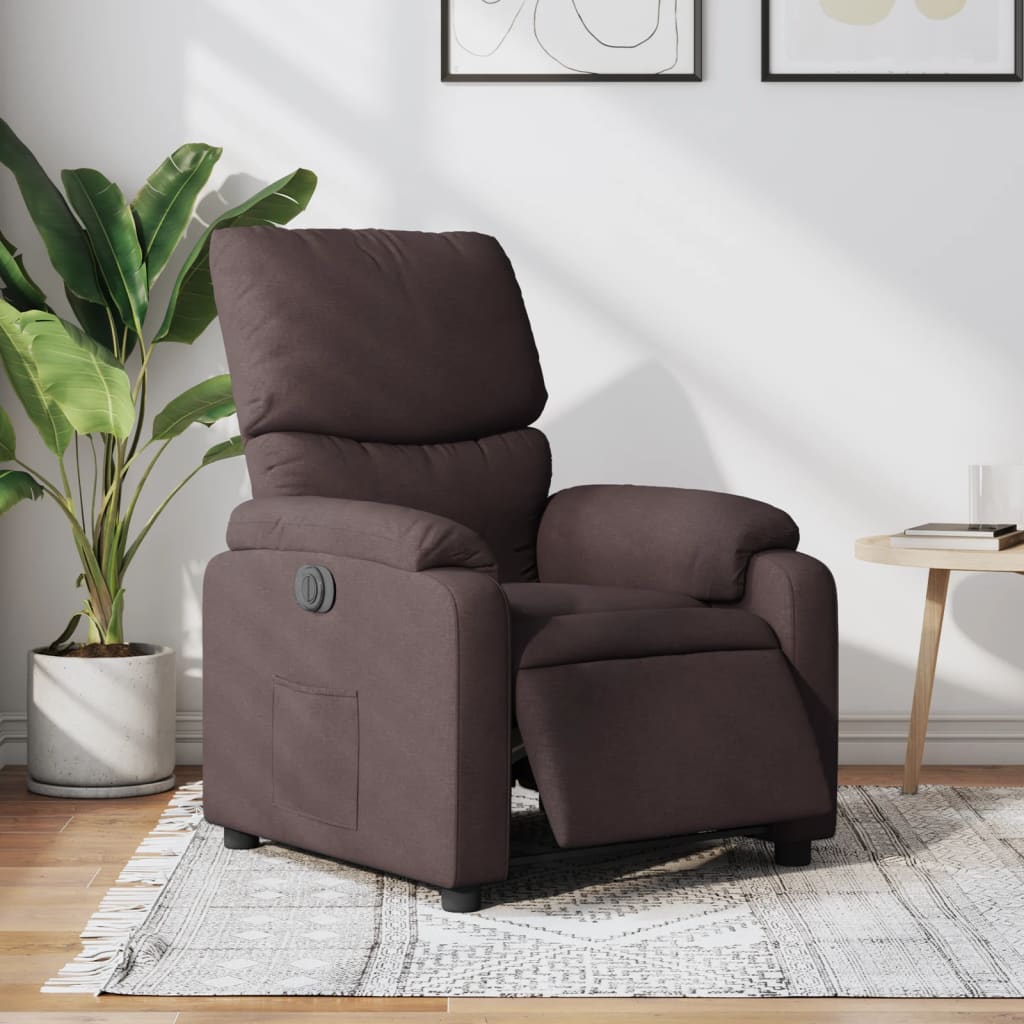 Fauteuil verstelbaar elektrisch stof donkerbruin is nu te koop bij PeponiXL, paradijselijk wonen!