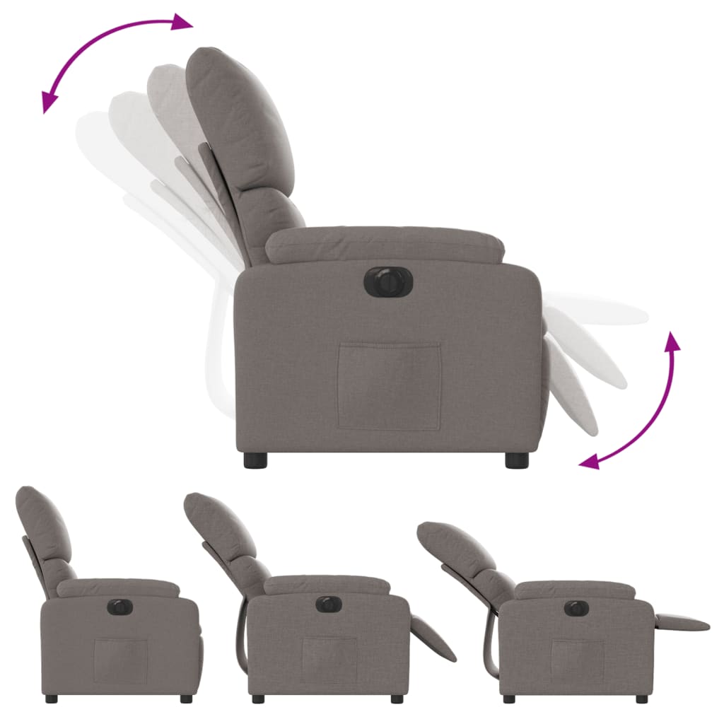 Fauteuil verstelbaar elektrisch stof taupe is nu te koop bij PeponiXL, paradijselijk wonen!