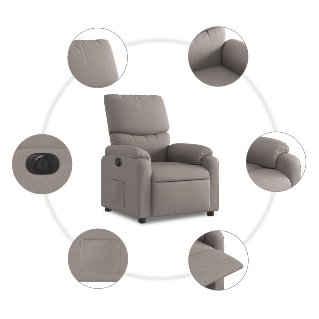 Fauteuil verstelbaar elektrisch stof taupe is nu te koop bij PeponiXL, paradijselijk wonen!