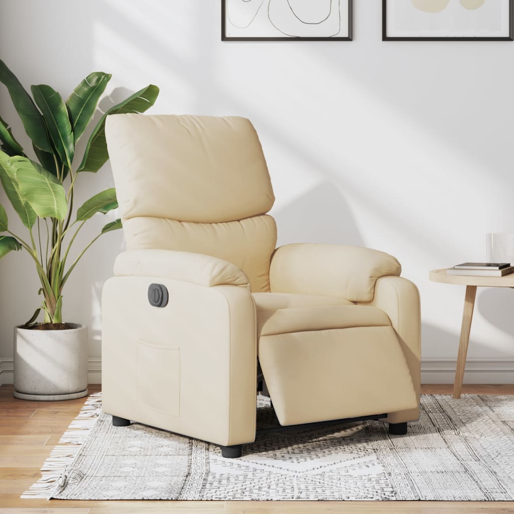 Fauteuil verstelbaar elektrisch stof crèmekleurig is nu te koop bij PeponiXL, paradijselijk wonen!