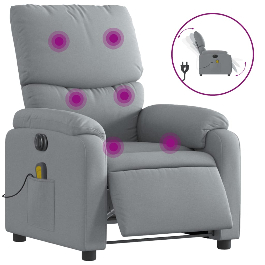 Massagestoel elektrisch verstelbaar stof lichtgrijs is nu te koop bij PeponiXL, paradijselijk wonen!