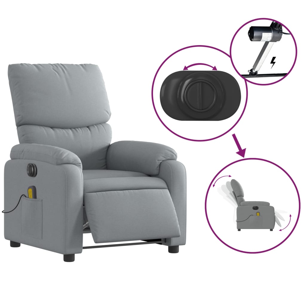 Massagestoel elektrisch verstelbaar stof lichtgrijs is nu te koop bij PeponiXL, paradijselijk wonen!