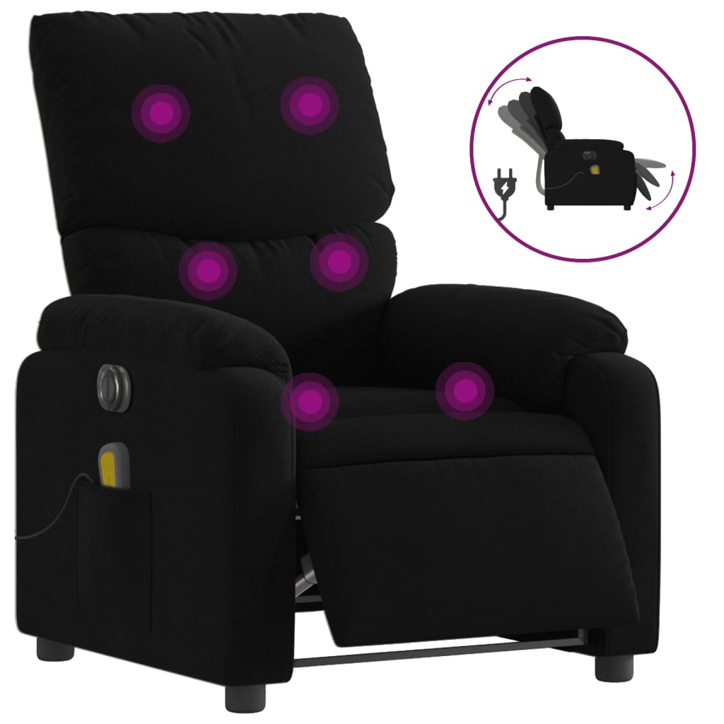 Massagestoel elektrisch verstelbaar stof zwart is nu te koop bij PeponiXL, paradijselijk wonen!