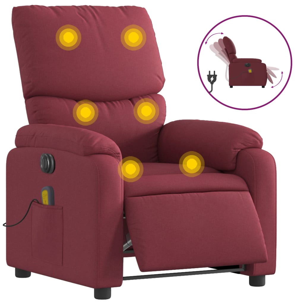 Massagestoel elektrisch verstelbaar stof wijnrood is nu te koop bij PeponiXL, paradijselijk wonen!