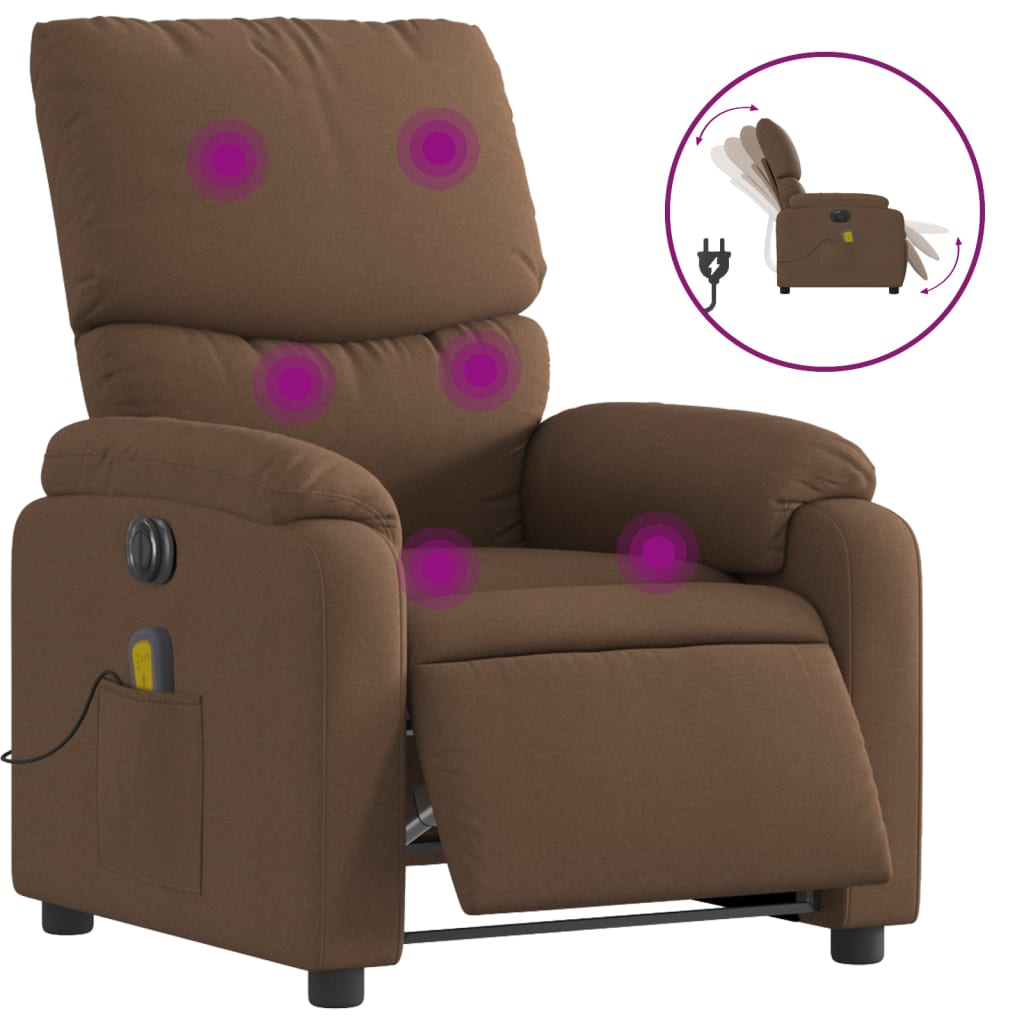 Massagestoel elektrisch verstelbaar stof bruin is nu te koop bij PeponiXL, paradijselijk wonen!