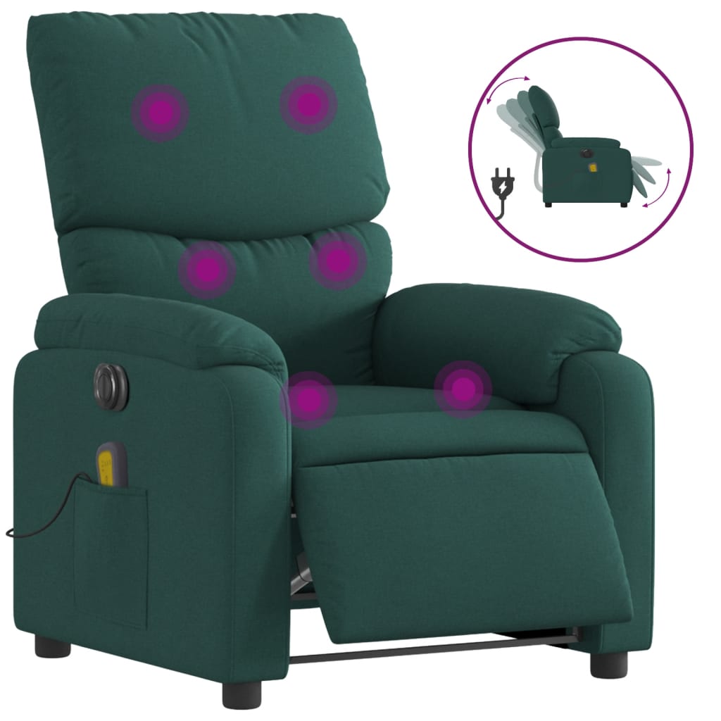 Massagestoel elektrisch verstelbaar stof donkergroen is nu te koop bij PeponiXL, paradijselijk wonen!