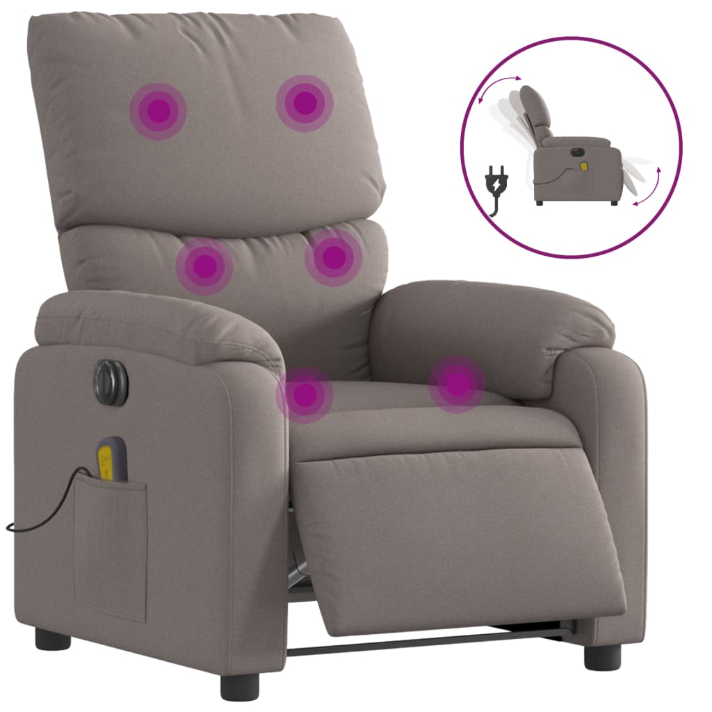 Massagestoel elektrisch verstelbaar stof taupe is nu te koop bij PeponiXL, paradijselijk wonen!