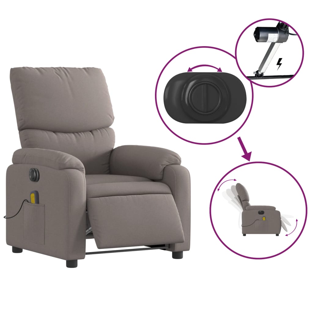 Massagestoel elektrisch verstelbaar stof taupe is nu te koop bij PeponiXL, paradijselijk wonen!
