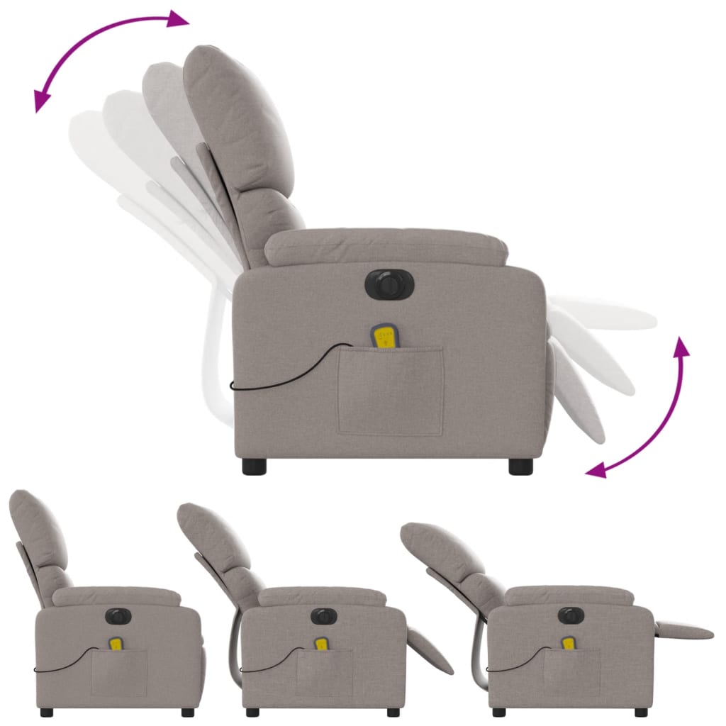 Massagestoel elektrisch verstelbaar stof taupe is nu te koop bij PeponiXL, paradijselijk wonen!