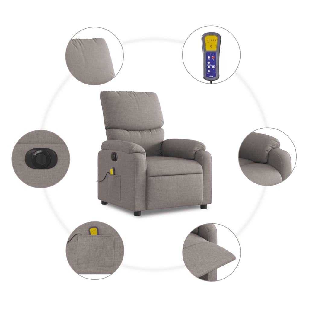 Massagestoel elektrisch verstelbaar stof taupe is nu te koop bij PeponiXL, paradijselijk wonen!