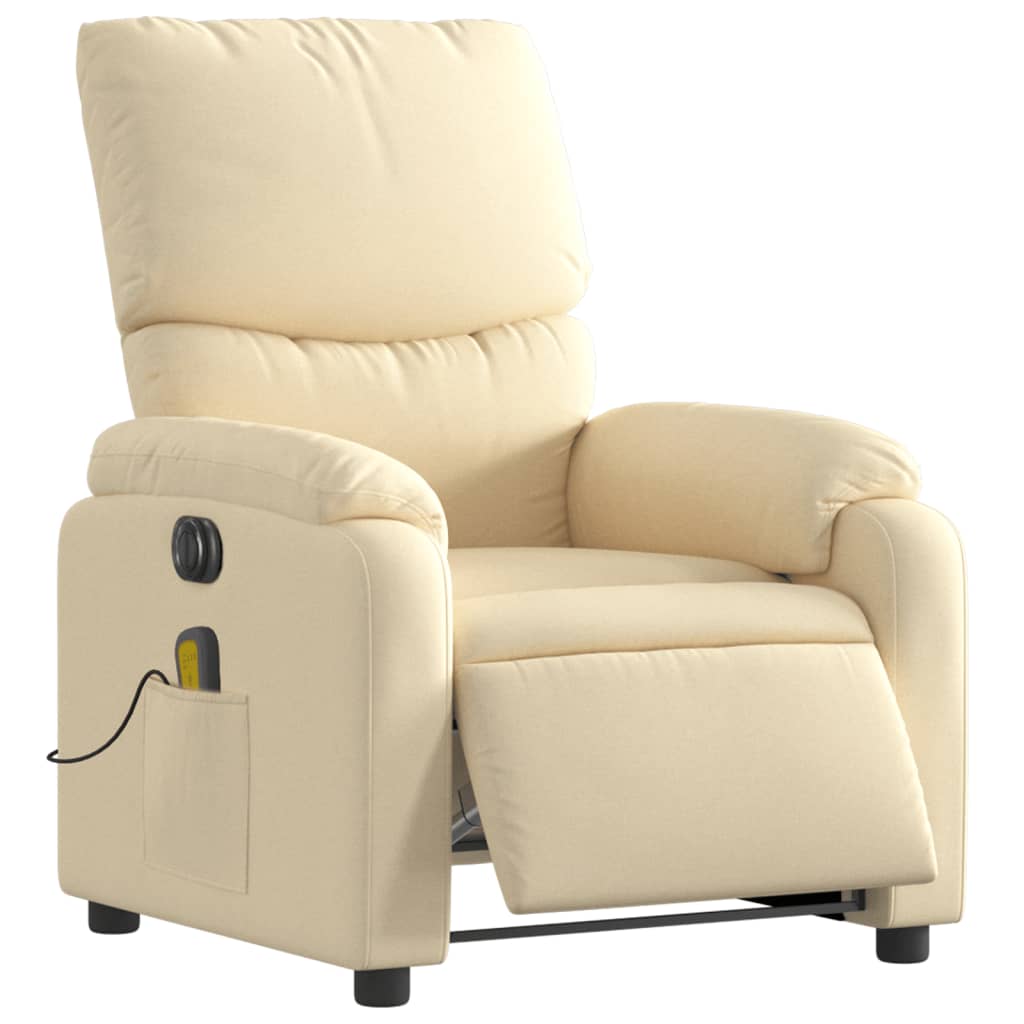 Massagestoel elektrisch verstelbaar stof crèmekleurig is nu te koop bij PeponiXL, paradijselijk wonen!