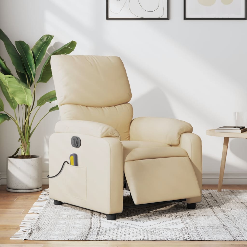 Massagestoel elektrisch verstelbaar stof crèmekleurig is nu te koop bij PeponiXL, paradijselijk wonen!