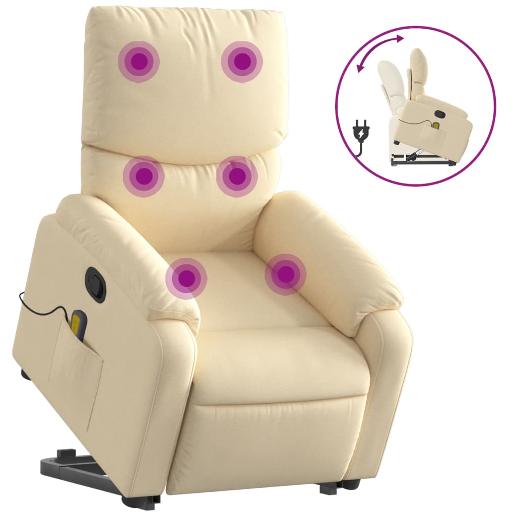 Sta-op-massagestoel verstelbaar stof crèmekleurig is nu te koop bij PeponiXL, paradijselijk wonen!