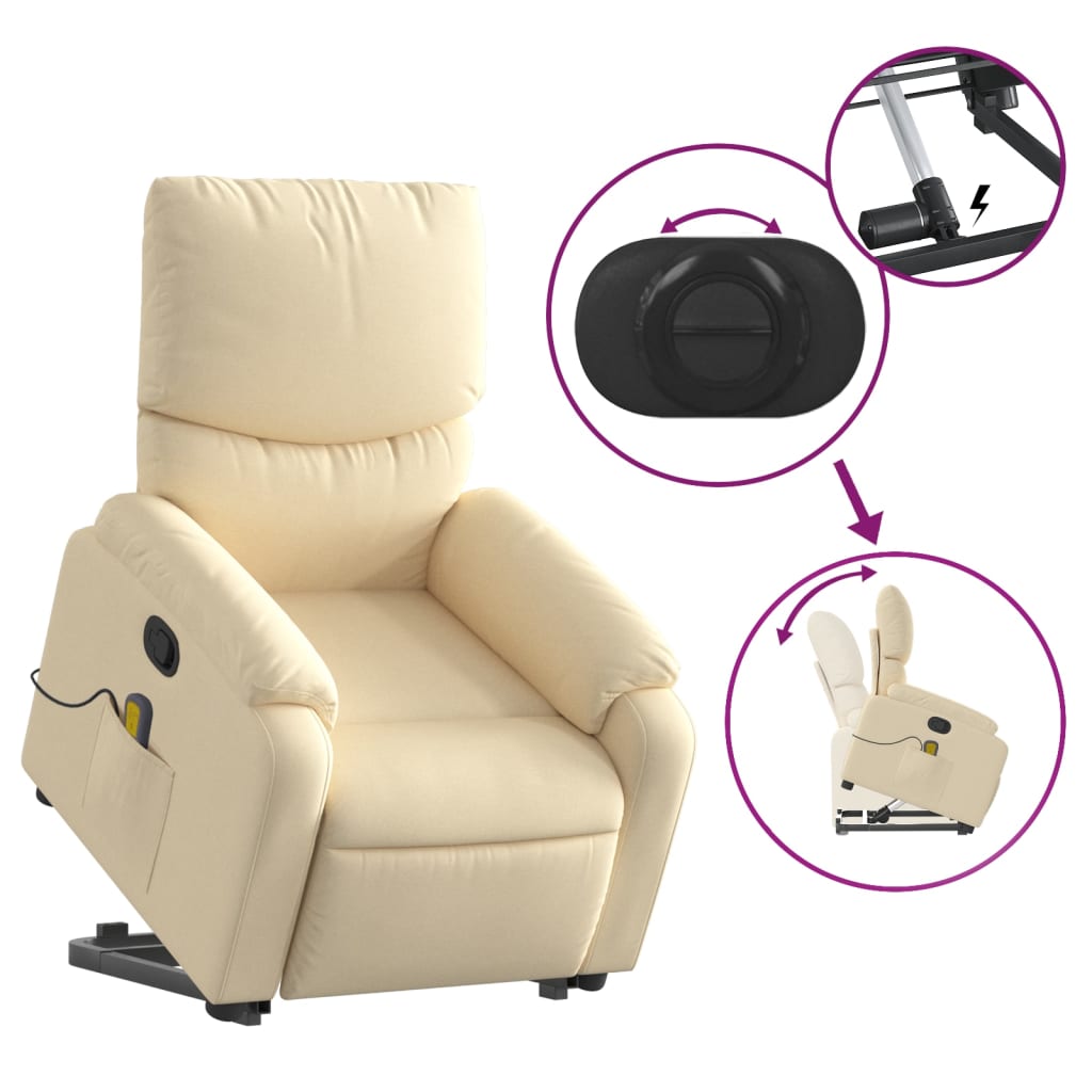 Sta-op-massagestoel verstelbaar stof crèmekleurig is nu te koop bij PeponiXL, paradijselijk wonen!
