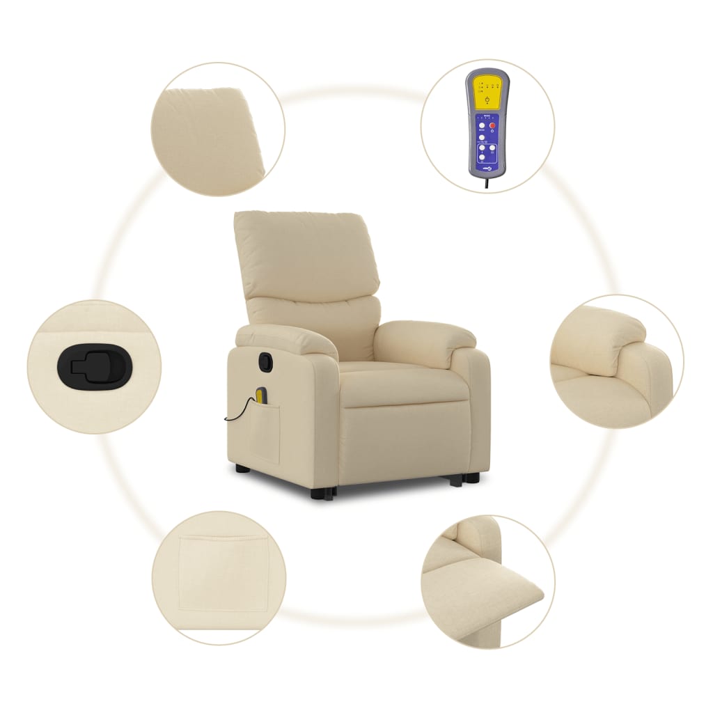 Sta-op-massagestoel verstelbaar stof crèmekleurig is nu te koop bij PeponiXL, paradijselijk wonen!