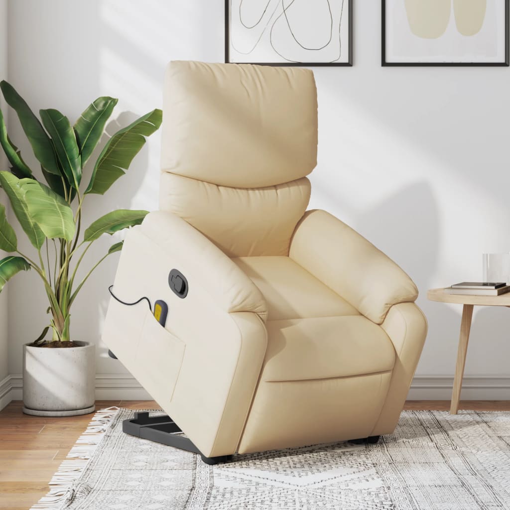 Sta-op-massagestoel verstelbaar stof crèmekleurig is nu te koop bij PeponiXL, paradijselijk wonen!