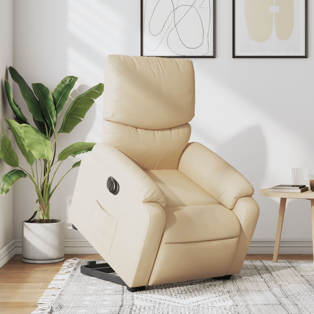 Sta-op-stoel elektrisch verstelbaar stof crèmekleurig is nu te koop bij PeponiXL, paradijselijk wonen!