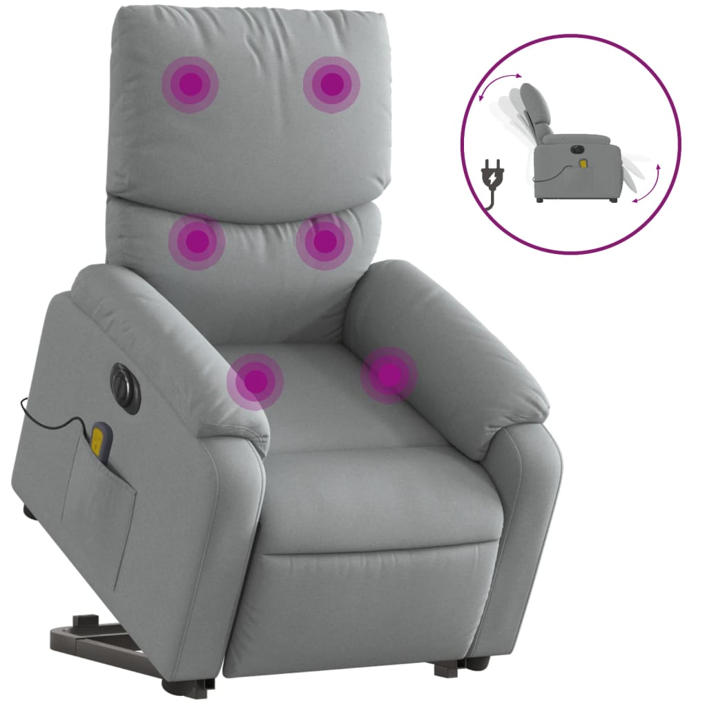 Sta-op-massagestoel elektrisch verstelbaar stof lichtgrijs is nu te koop bij PeponiXL, paradijselijk wonen!