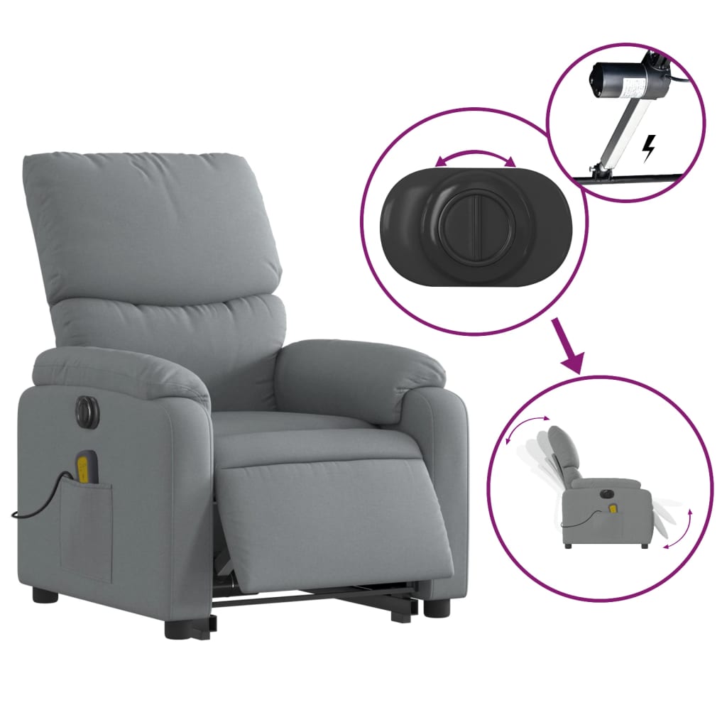 Sta-op-massagestoel elektrisch verstelbaar stof lichtgrijs is nu te koop bij PeponiXL, paradijselijk wonen!