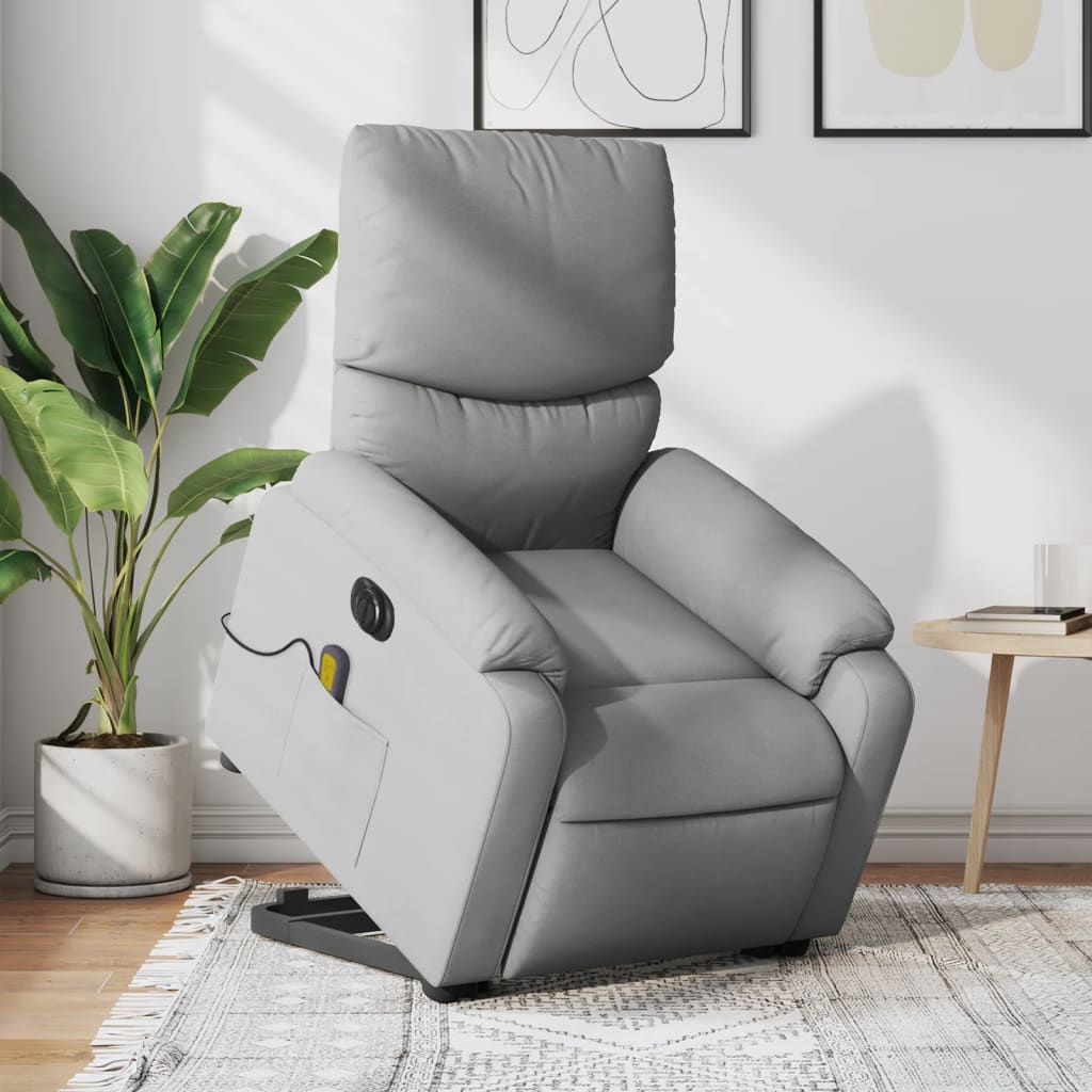 Sta-op-massagestoel elektrisch verstelbaar stof lichtgrijs is nu te koop bij PeponiXL, paradijselijk wonen!