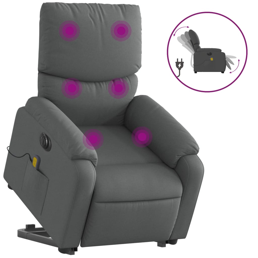 Sta-op-massagestoel elektrisch verstelbaar stof donkergrijs is nu te koop bij PeponiXL, paradijselijk wonen!
