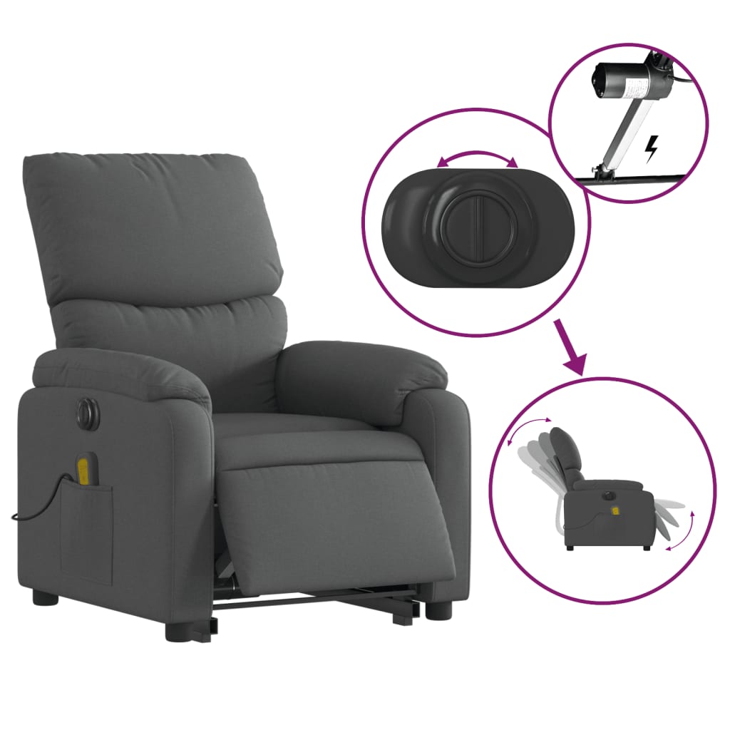 Sta-op-massagestoel elektrisch verstelbaar stof donkergrijs is nu te koop bij PeponiXL, paradijselijk wonen!