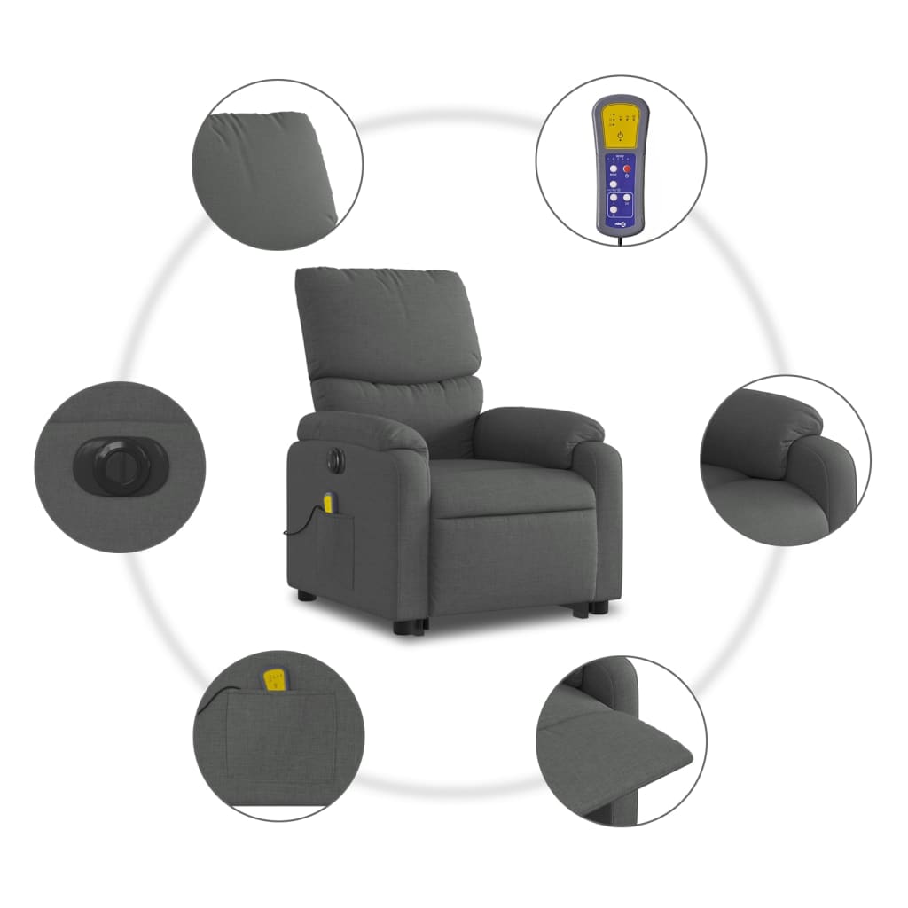 Sta-op-massagestoel elektrisch verstelbaar stof donkergrijs is nu te koop bij PeponiXL, paradijselijk wonen!