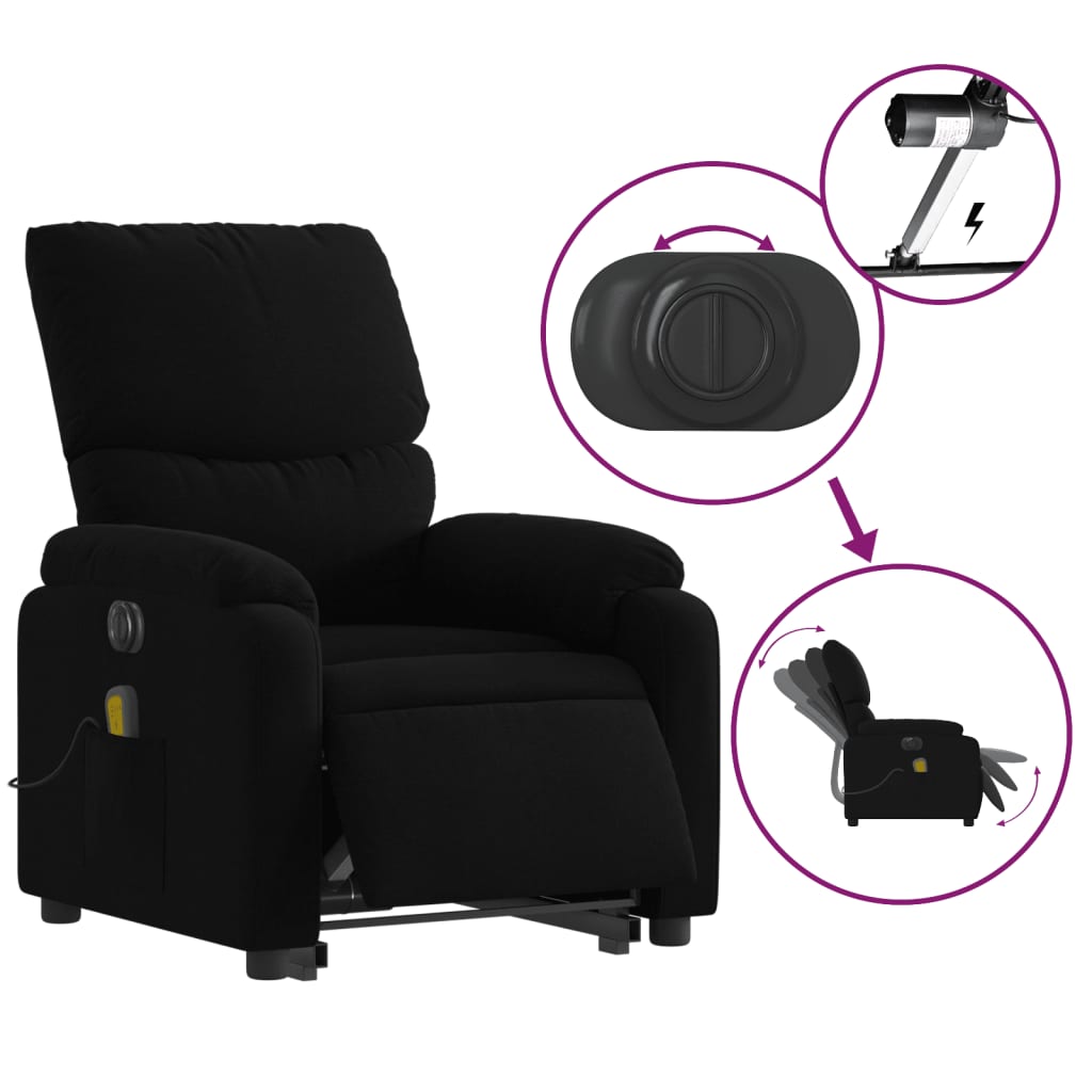 Sta-op-massagestoel elektrisch verstelbaar stof zwart is nu te koop bij PeponiXL, paradijselijk wonen!