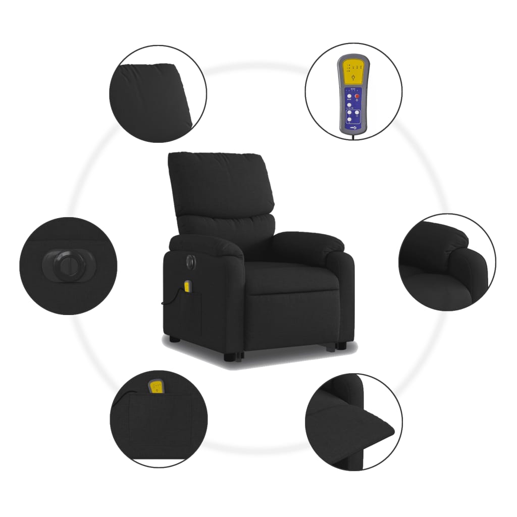 Sta-op-massagestoel elektrisch verstelbaar stof zwart is nu te koop bij PeponiXL, paradijselijk wonen!