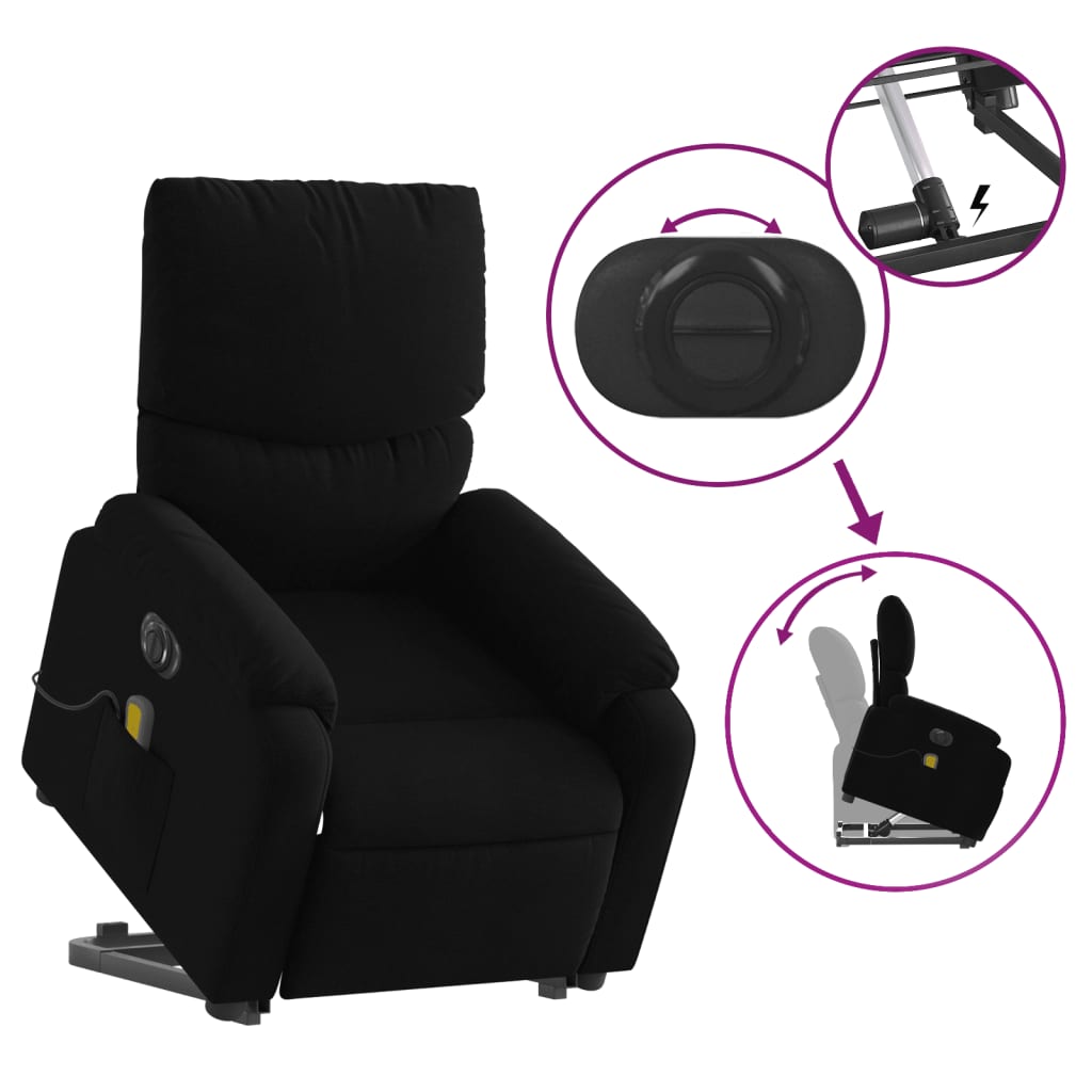 Sta-op-massagestoel elektrisch verstelbaar stof zwart is nu te koop bij PeponiXL, paradijselijk wonen!