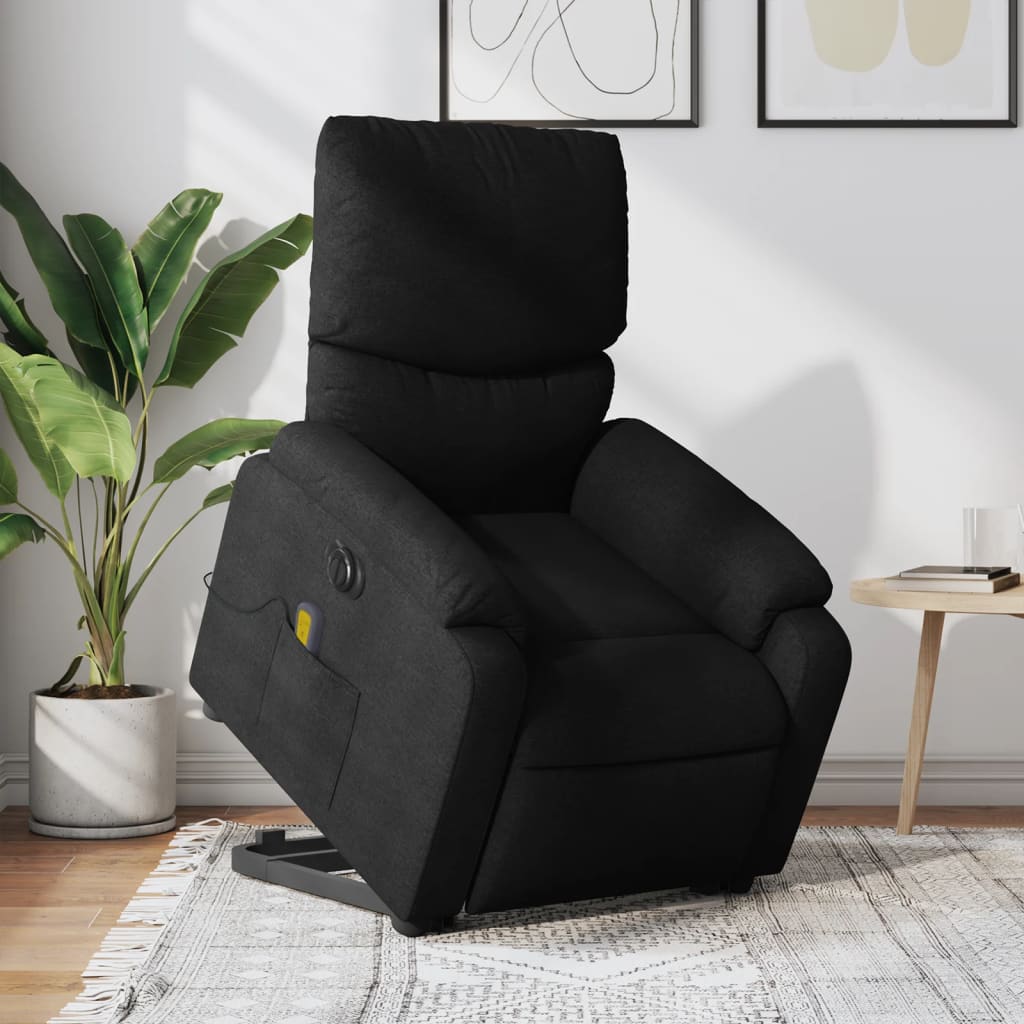 Sta-op-massagestoel elektrisch verstelbaar stof zwart is nu te koop bij PeponiXL, paradijselijk wonen!