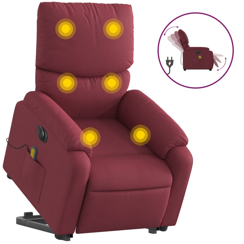 Sta-op-massagestoel elektrisch verstelbaar stof wijnrood is nu te koop bij PeponiXL, paradijselijk wonen!