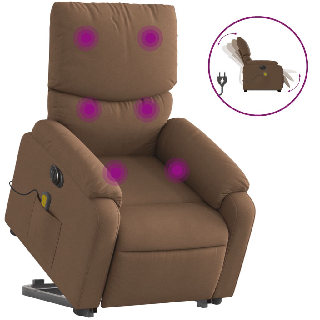 Sta-op-massagestoel elektrisch verstelbaar stof bruin is nu te koop bij PeponiXL, paradijselijk wonen!