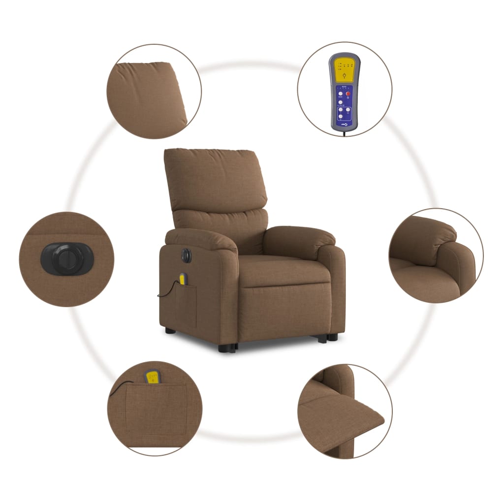 Sta-op-massagestoel elektrisch verstelbaar stof bruin is nu te koop bij PeponiXL, paradijselijk wonen!