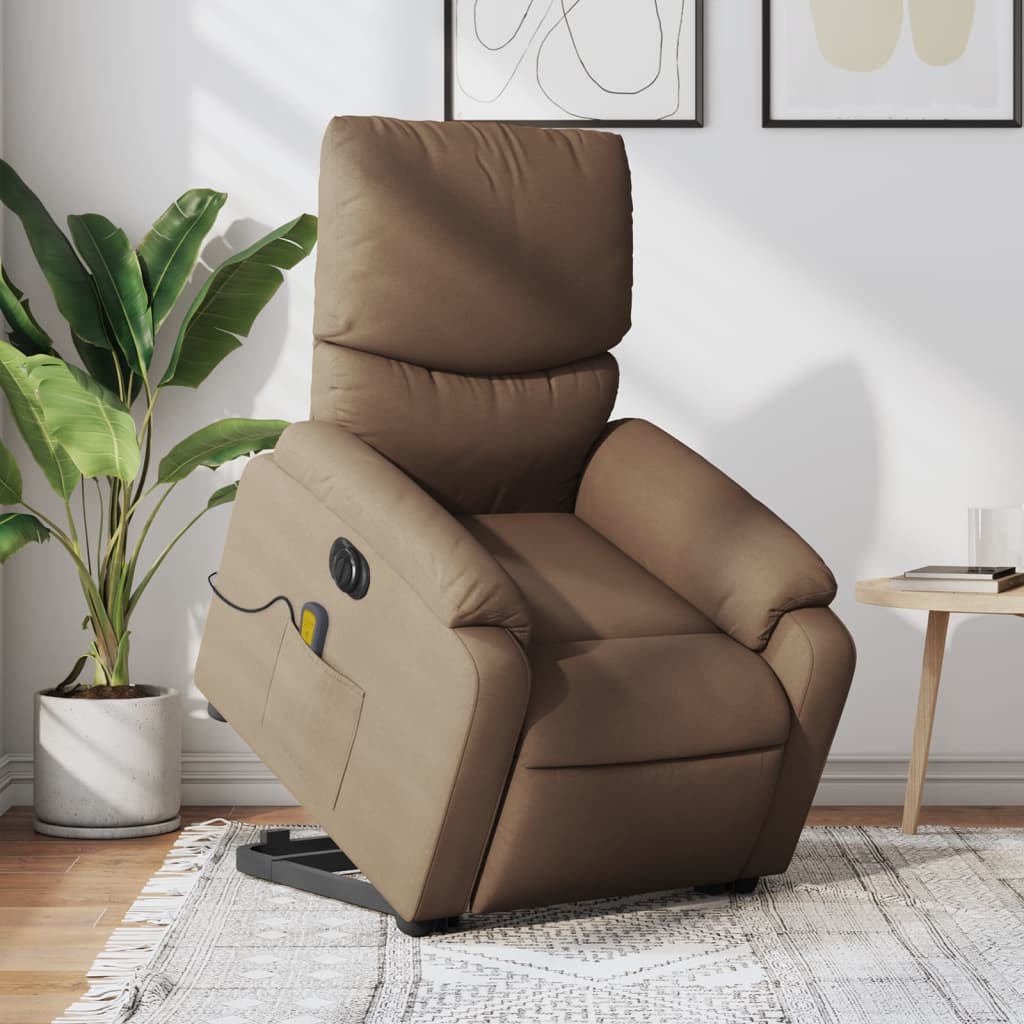 Sta-op-massagestoel elektrisch verstelbaar stof bruin is nu te koop bij PeponiXL, paradijselijk wonen!