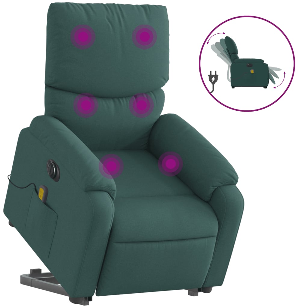 Sta-op-massagestoel elektrisch verstelbaar stof donkergroen is nu te koop bij PeponiXL, paradijselijk wonen!