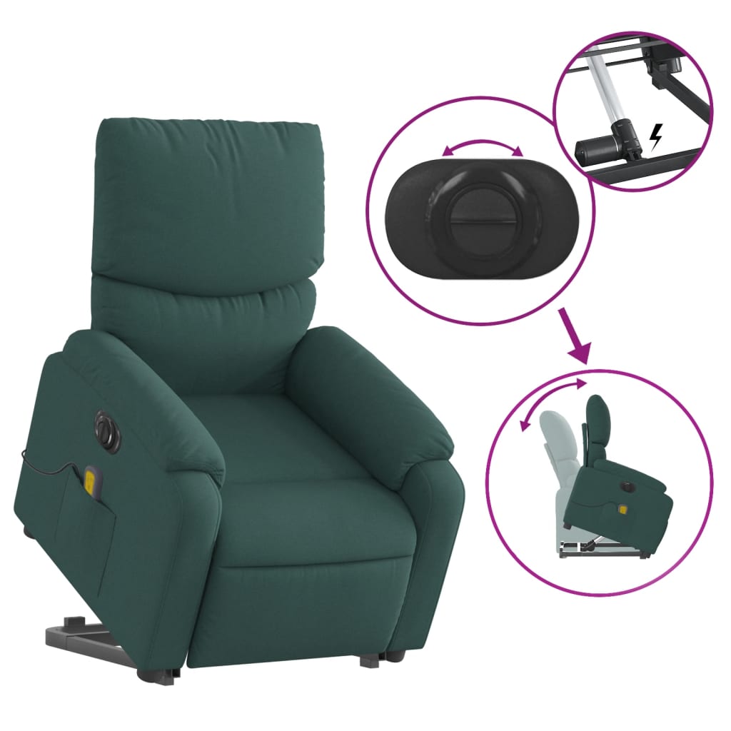 Sta-op-massagestoel elektrisch verstelbaar stof donkergroen is nu te koop bij PeponiXL, paradijselijk wonen!