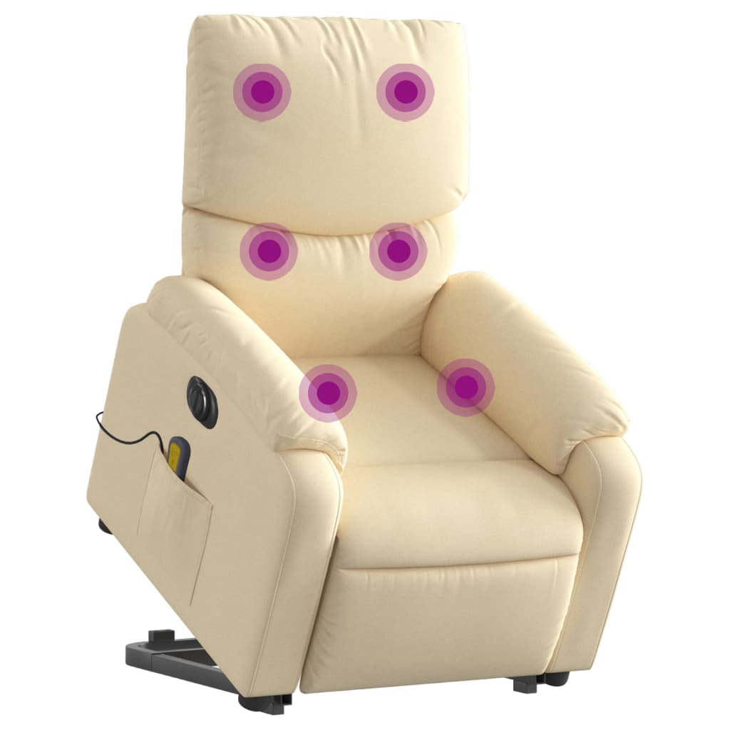 Sta-op-massagestoel elektrisch verstelbaar stof crèmekleurig is nu te koop bij PeponiXL, paradijselijk wonen!