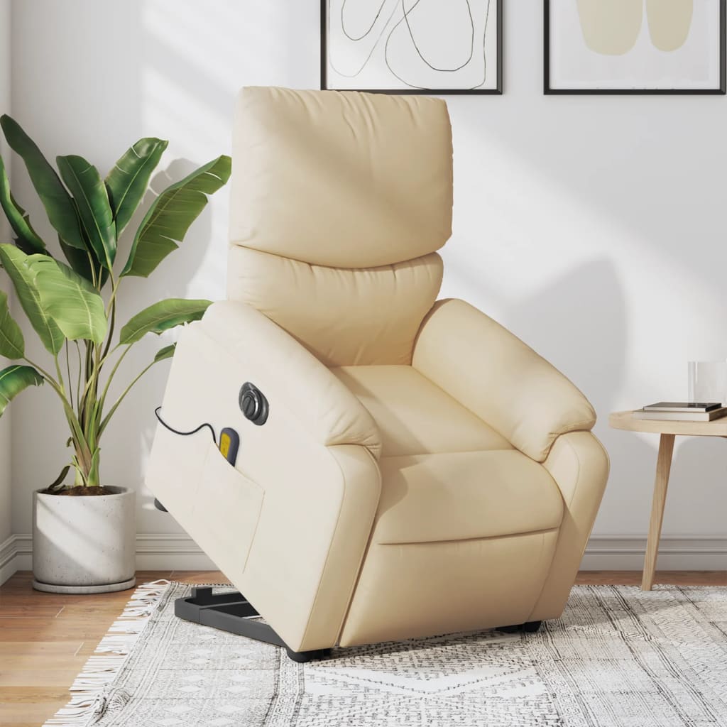 Sta-op-massagestoel elektrisch verstelbaar stof crèmekleurig is nu te koop bij PeponiXL, paradijselijk wonen!