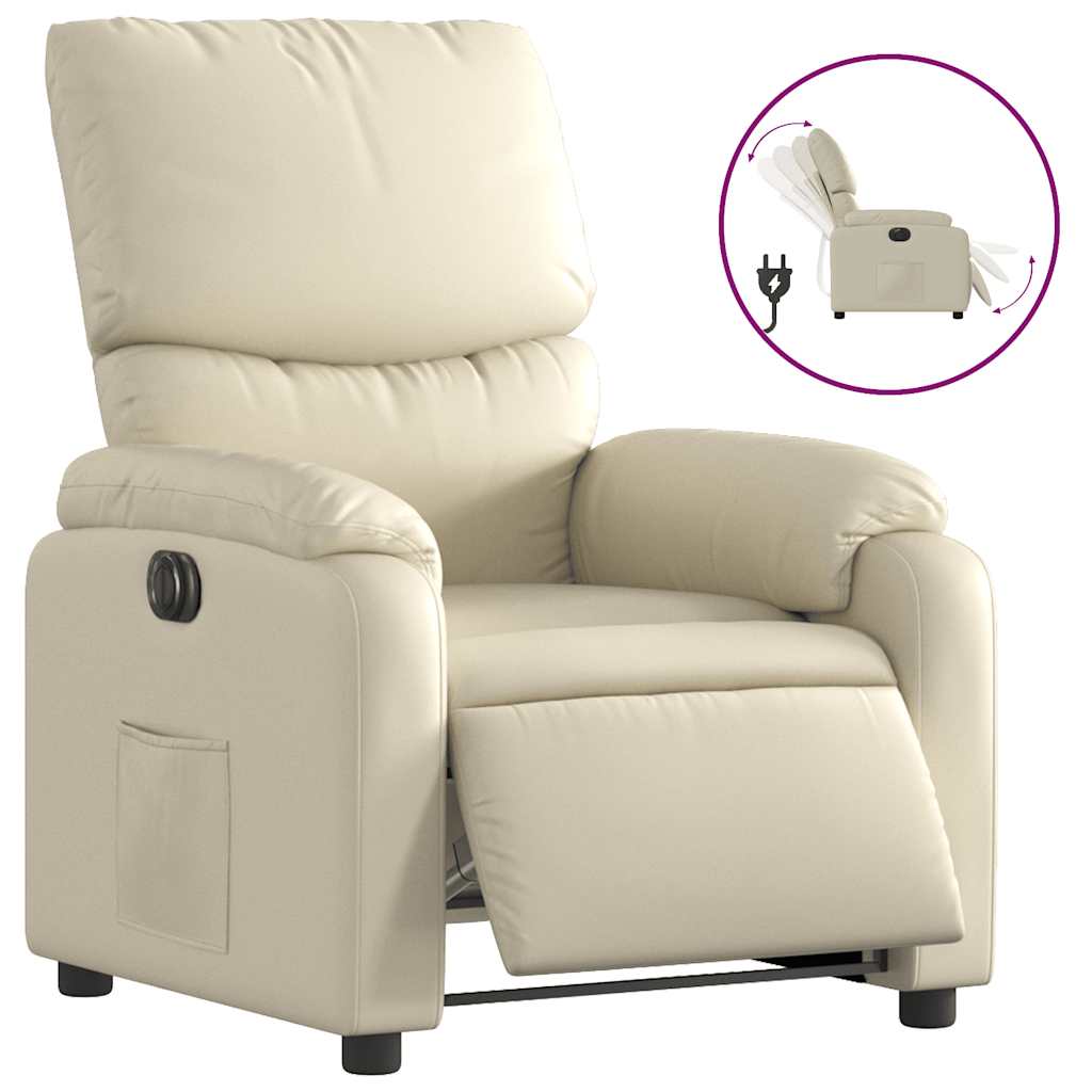 Fauteuil elektrisch verstelbaar kunstleer crèmekleurig is nu te koop bij PeponiXL, paradijselijk wonen!