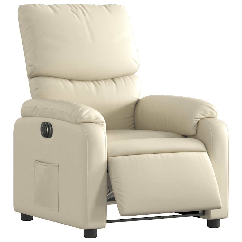 Fauteuil elektrisch verstelbaar kunstleer crèmekleurig is nu te koop bij PeponiXL, paradijselijk wonen!