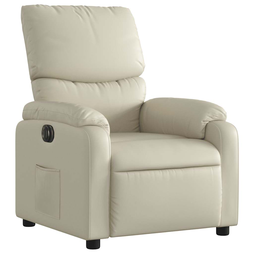 Fauteuil elektrisch verstelbaar kunstleer crèmekleurig is nu te koop bij PeponiXL, paradijselijk wonen!