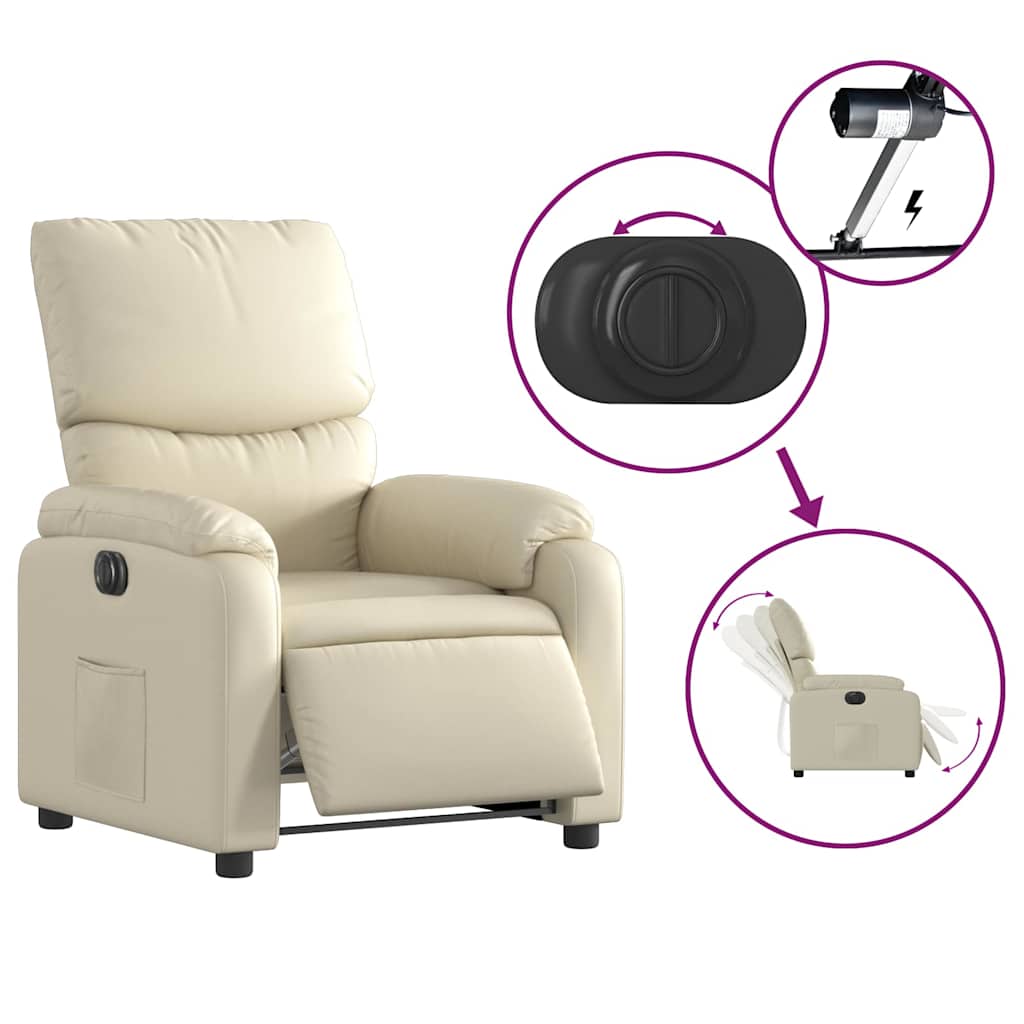 Fauteuil elektrisch verstelbaar kunstleer crèmekleurig is nu te koop bij PeponiXL, paradijselijk wonen!