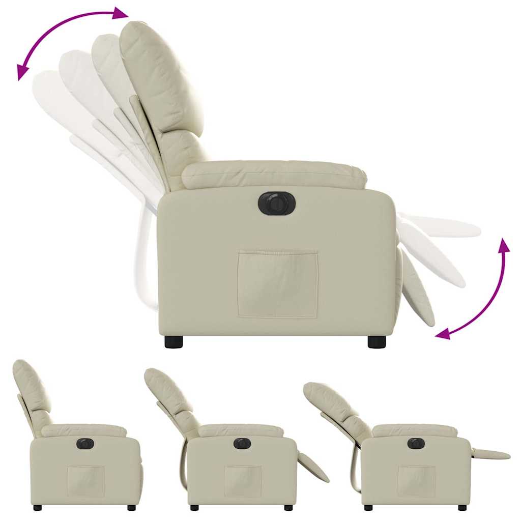 Fauteuil elektrisch verstelbaar kunstleer crèmekleurig is nu te koop bij PeponiXL, paradijselijk wonen!