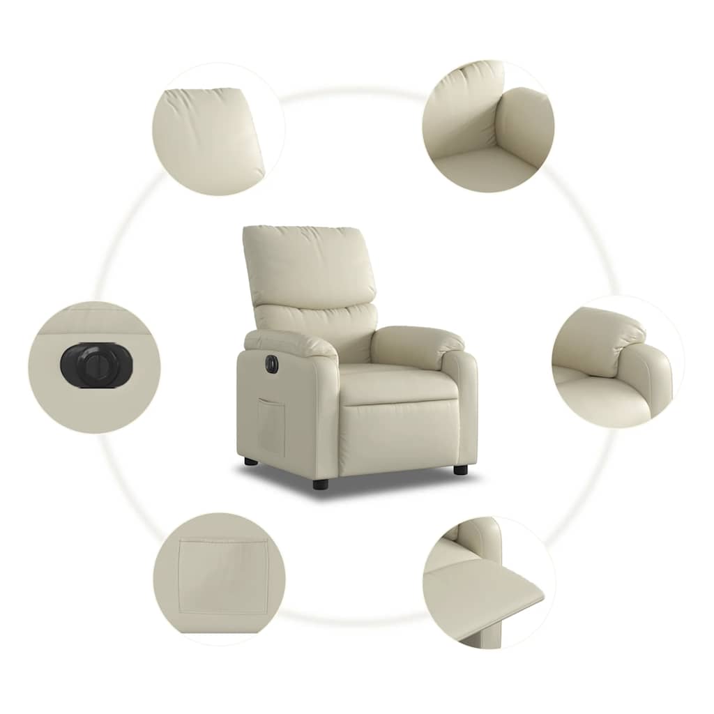 Fauteuil elektrisch verstelbaar kunstleer crèmekleurig is nu te koop bij PeponiXL, paradijselijk wonen!
